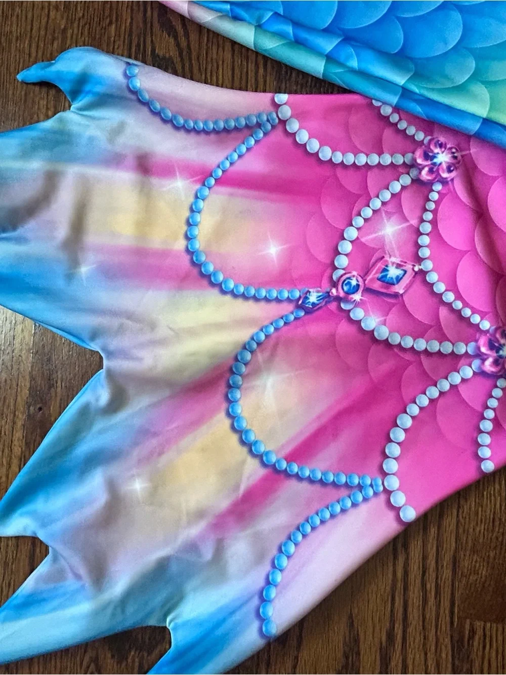 Girls Colorful Mermaid Princess Skirt - Pink Blue Gradient Sz 140
